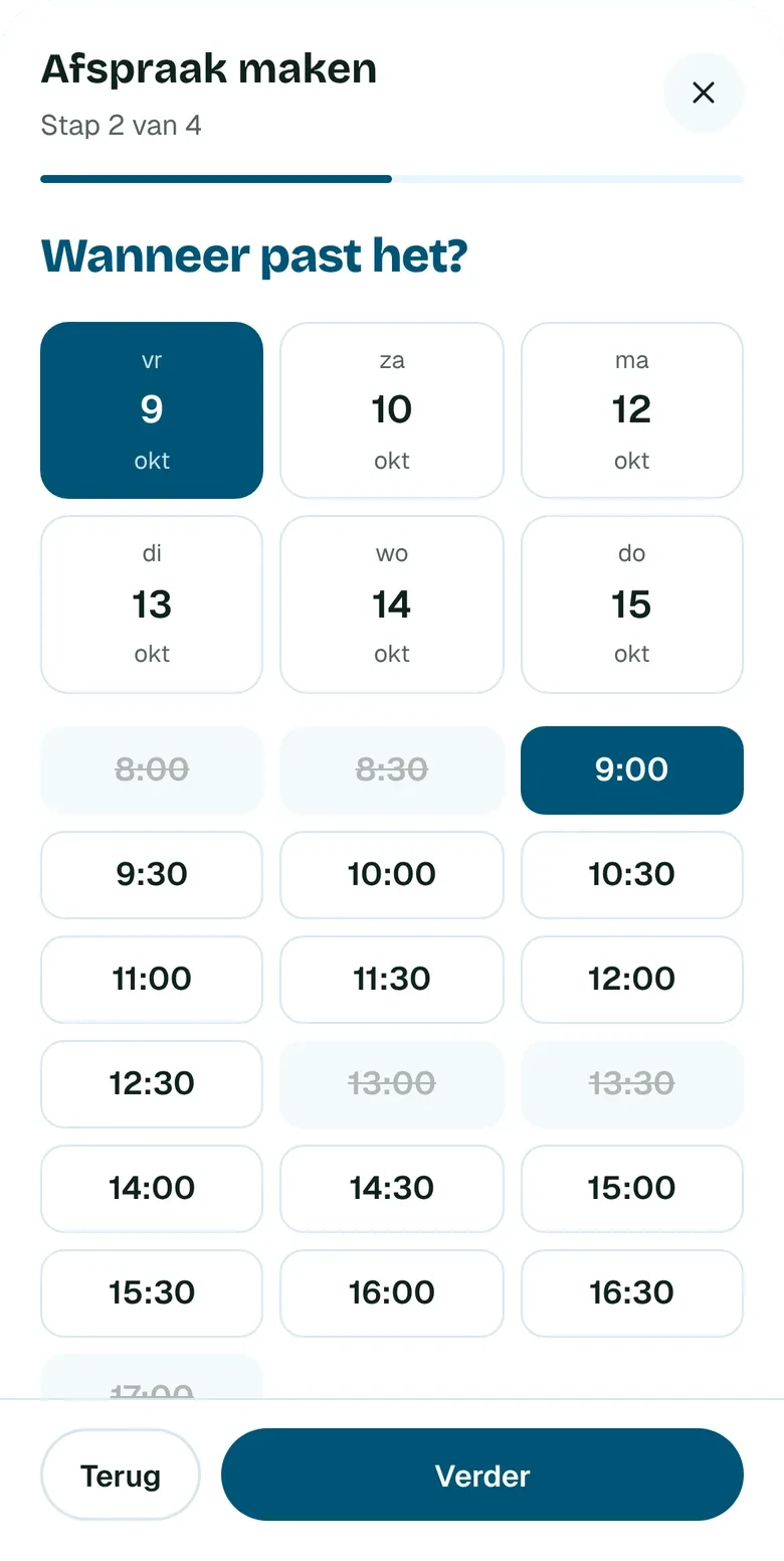 Bookable: afspraak bij een kinepraktijk