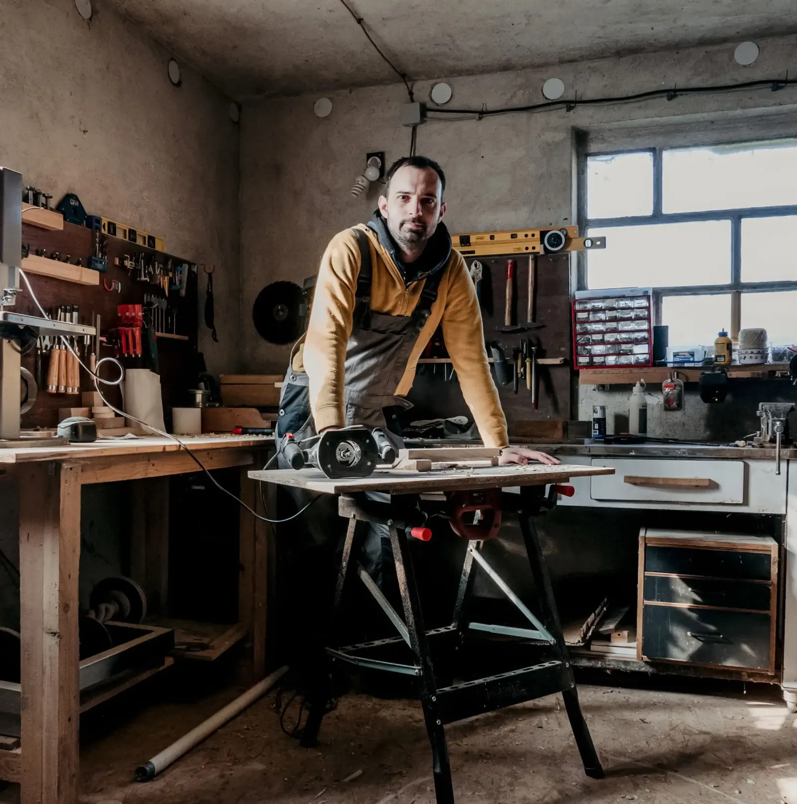 Vakman in zijn atelier aan de werkbank